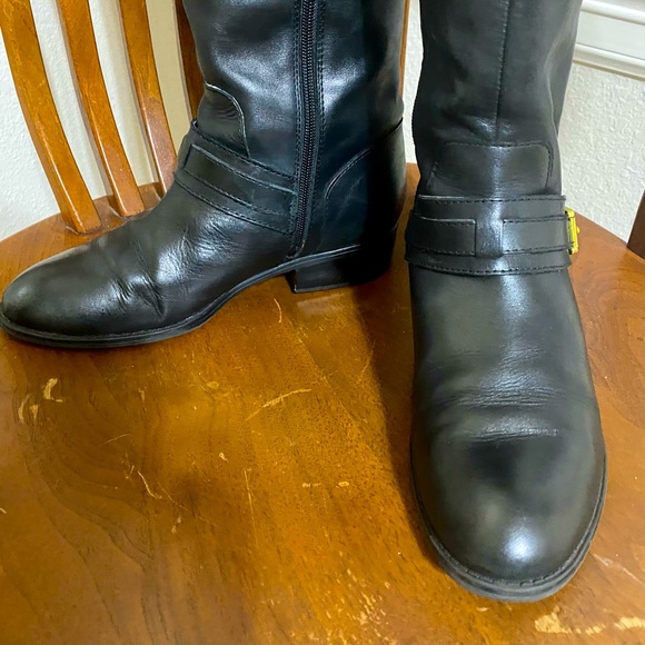 Ralph Lauren Maritza Black Leather Tall Boots 9B - Picture 7 of 12